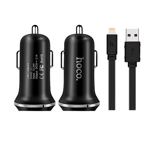 Автомобильное зарядное устройство USB HOCO "Z1", с кабелем Lightning