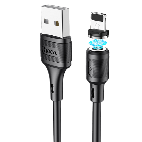 USB дата кабель Lightning HOCO "X52", черный, 1м., 2.4A, магнитный