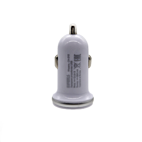 Автомобильное зарядное устройство USB EXPERTS CH-310, белое, 2.4A, 2xUSB