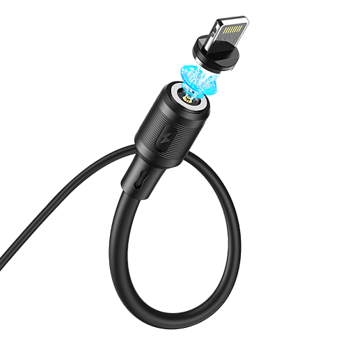 USB дата кабель Lightning HOCO "X52", черный, 1м., 2.4A, магнитный