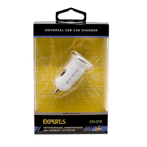 Автомобильное зарядное устройство USB EXPERTS CH-310, белое, 2.4A, 2xUSB