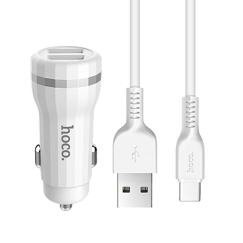 Автомобильное зарядное устройство USB HOCO "Z27", с кабелем Type-C