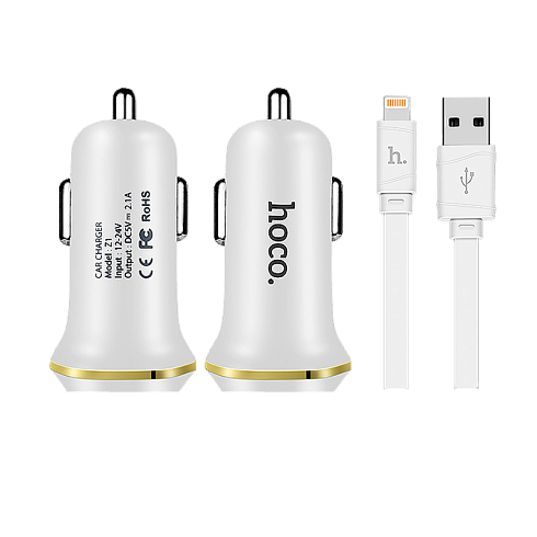 Автомобильное зарядное устройство USB HOCO "Z1", с кабелем Lightning