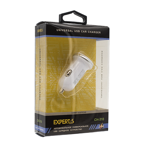 Автомобильное зарядное устройство USB EXPERTS CH-310, белое, 2.4A, 2xUSB