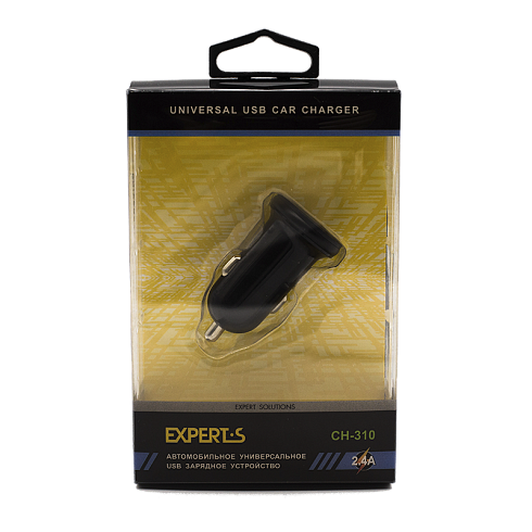 Автомобильное зарядное устройство USB EXPERTS CH-310, черное, 2.4A, 2xUSB