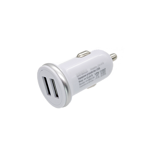 Автомобильное зарядное устройство USB EXPERTS CH-310, белое, 2.4A, 2xUSB