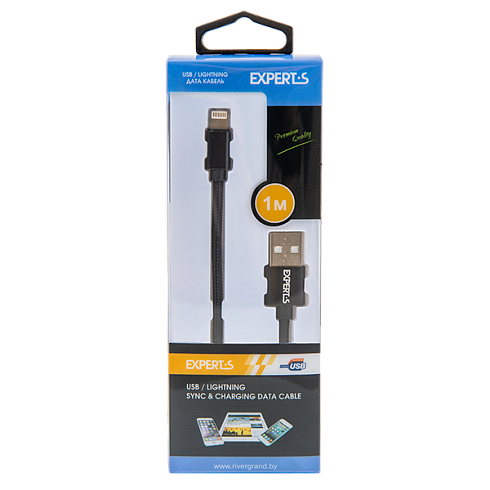 USB дата кабель EXPERTS для iPh 7 / textile, черный